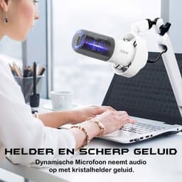 FIFINE - T688W - USB / XLR - Dynamische Microfoon - Met Boom Arm - Streaming - Podcasting - Gaming - Geschikt voor PS4 / PS5 / PC - Wit — thumbnail 5