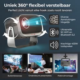TAURUSPRO® Mini Beamer & Projector – Full HD 1080p – 4K Ondersteuning – Android 11.0 – Draagbare Beamer voor iOS & Android – WiFi 6 & Bluetooth 5.2 – Inclusief HDMI & Afstandsbediening – Home Cinema — thumbnail 2