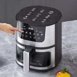 Digitale Airfryer - PFAS vrij - Groot 7 Liter - Digital screen - Inclusief in hoogte verstelbaar Grillrack - Elektrische friteuse - LED-aanraakbediening - Slimme multifunctionele heteluchtoven - 1400W - Heteluchtfriteuse - Zwart — thumbnail 2