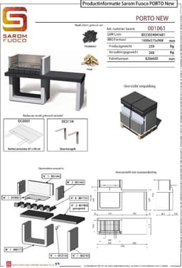 Sarom Fuoco - Betonnen barbecue - Porto NEW - 160 x 51,5 x 96,8 cm — thumbnail 3