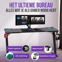 Avalo Gaming Bureau - 120x60x73 CM - Game Desk Met LED Verlichting - Gaming Desk - Tafel - Zwart — thumbnail 5