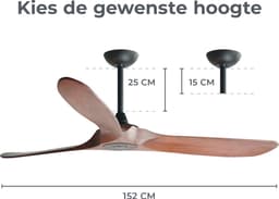 Goedewaere Plafondventilator Nordic Wood - Afstandsbediening - Timer - Stil - 152cm — thumbnail 4