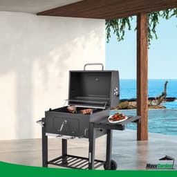 MaxxGarden Houtskoolbarbecue - Grilloppervlak (LxB) 42 x 42 cm - Staal - Met handgeep - Zwart - Incl. BBQ set — thumbnail 3