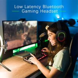 TechU™ Draadloze Koptelefoon met Microfoon Bluetooth 5.0 – Game Headset met LED Licht – Hoofdtelefoon voor Muziek, Podcast & Gamen – Zwart — thumbnail 2
