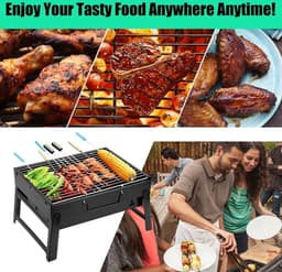 Houtskool BBQ - Barbecue - Inklapbaar - Compact - Barbecue Houtskool - Tafel Grill - Camping - Strand - Festival - Zwart — thumbnail 4
