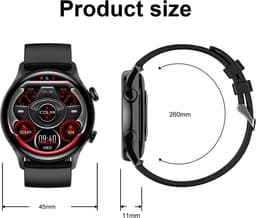 DrPhone DTX Ultra - Vlaggenschip Smartwatch 1.36 Inch AMOLED 390x390 - Always On Display - Horloge Belfunctie - Zwart Metaal — thumbnail 2