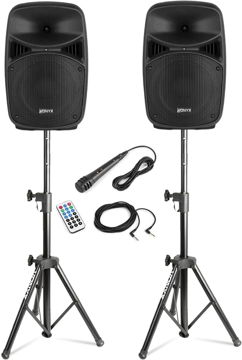 Vonyx PA system - Actieve DJ speakers met Bluetooth en standaards - Met microfoon - 8 Inch - 400W — afbeelding 1