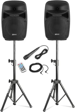 Vonyx PA system - Actieve DJ speakers met Bluetooth en standaards - Met microfoon - 8 Inch - 400W — thumbnail 1