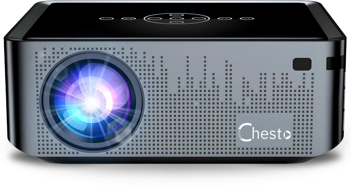 Chesto Beamer Full HD PRO Android (8K-Ondersteuning) - 12.000 lumen - Dolby Audio - Autofocus - Inclusief draagtas - Streamen vanaf je telefoon met wifi — afbeelding 1