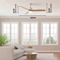 JATA JVTE4232 - plafondventilator met verlichting - afstandsbediening - 132 cm diameter - voor ruimtes tot 25m2 - timer - 6 snelheden — thumbnail 3
