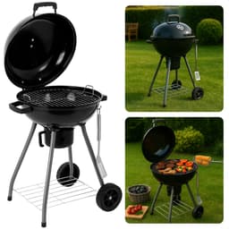 Cheqo® Houtskool Barbecue Ø45 cm - Houtskoolbarbecue - Met Deksel en Wielen - Draagbare BBQ voor Tuin of Camping — thumbnail 1