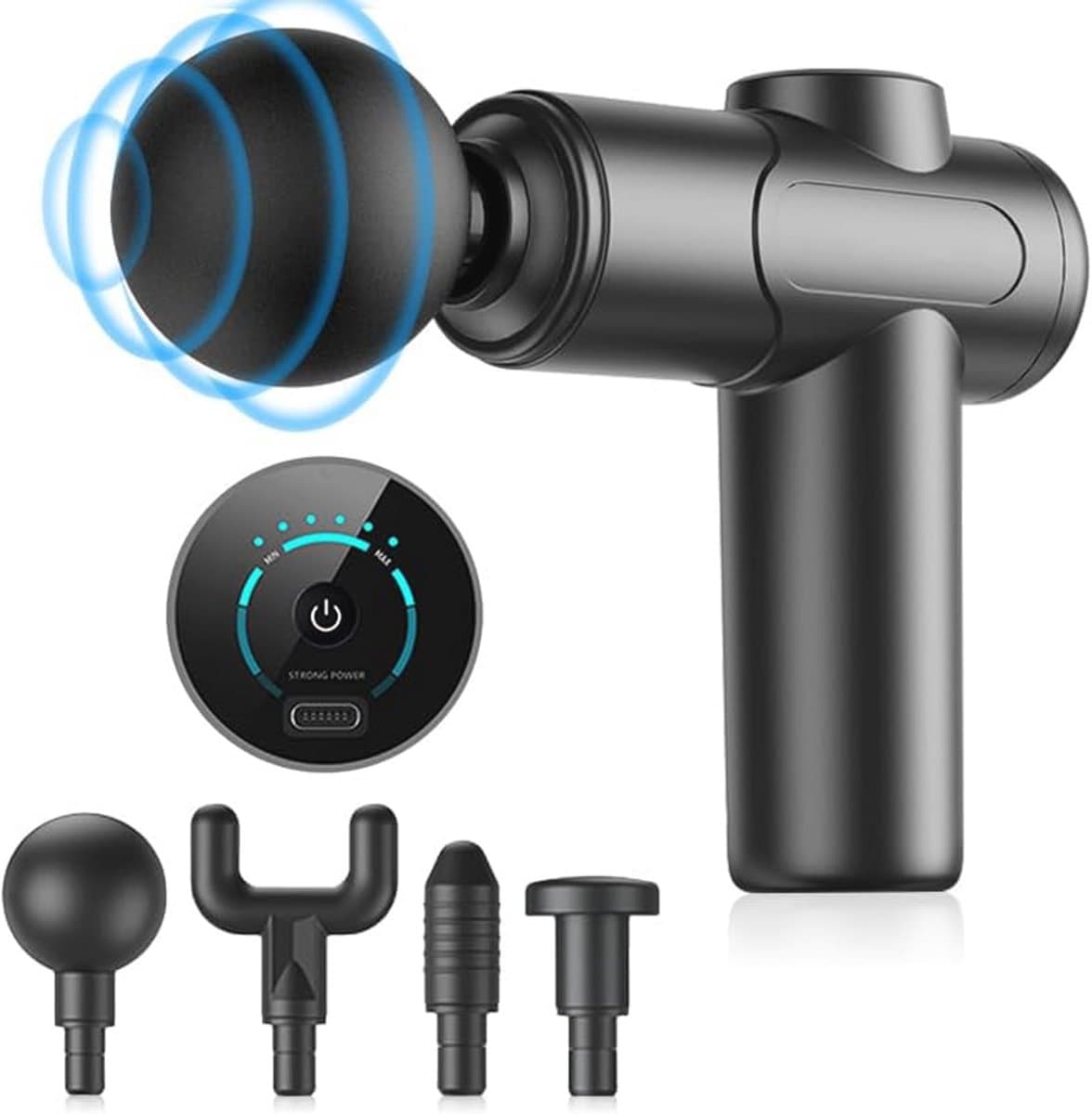 Draagbaar Diepteweefsel Massagepistool met 4 Massagekoppen en Quiet Glide Technologie — afbeelding 1