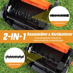 COSTWAY Elektrische verticuteermachine en gazonventilator, 41 cm, 15 A 2-in-1 verticuteermachine met 3 standen hoogteverstelling en 5 niveaus werkdiepte, inklapbare GEH-gazonventilator met 55 l — thumbnail 5