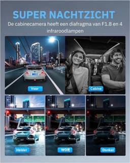 Luxe Dashcam voor Auto – Voor en Achter – Achter Draadloos – Ingebouwde WiFi – 1080P – Full HD – Ingebouwde GPS – Zwart — thumbnail 4