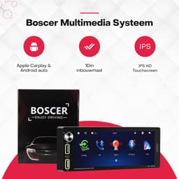 Boscer 1Din Autoradio Universeel - 6,9 Inch HD Touchscreen - Apple Carplay & Android Auto (Draadloos) - Bluetooth, USB, USB-C & MP5 - AHD Achteruitrijcamera, Stuurwieladapter & Externe Microfoon — thumbnail 2