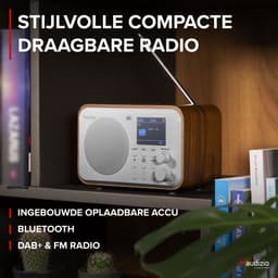 DAB radio met Bluetooth - Audizio Milan - DAB radio retro met accu en FM radio - Silver — thumbnail 2