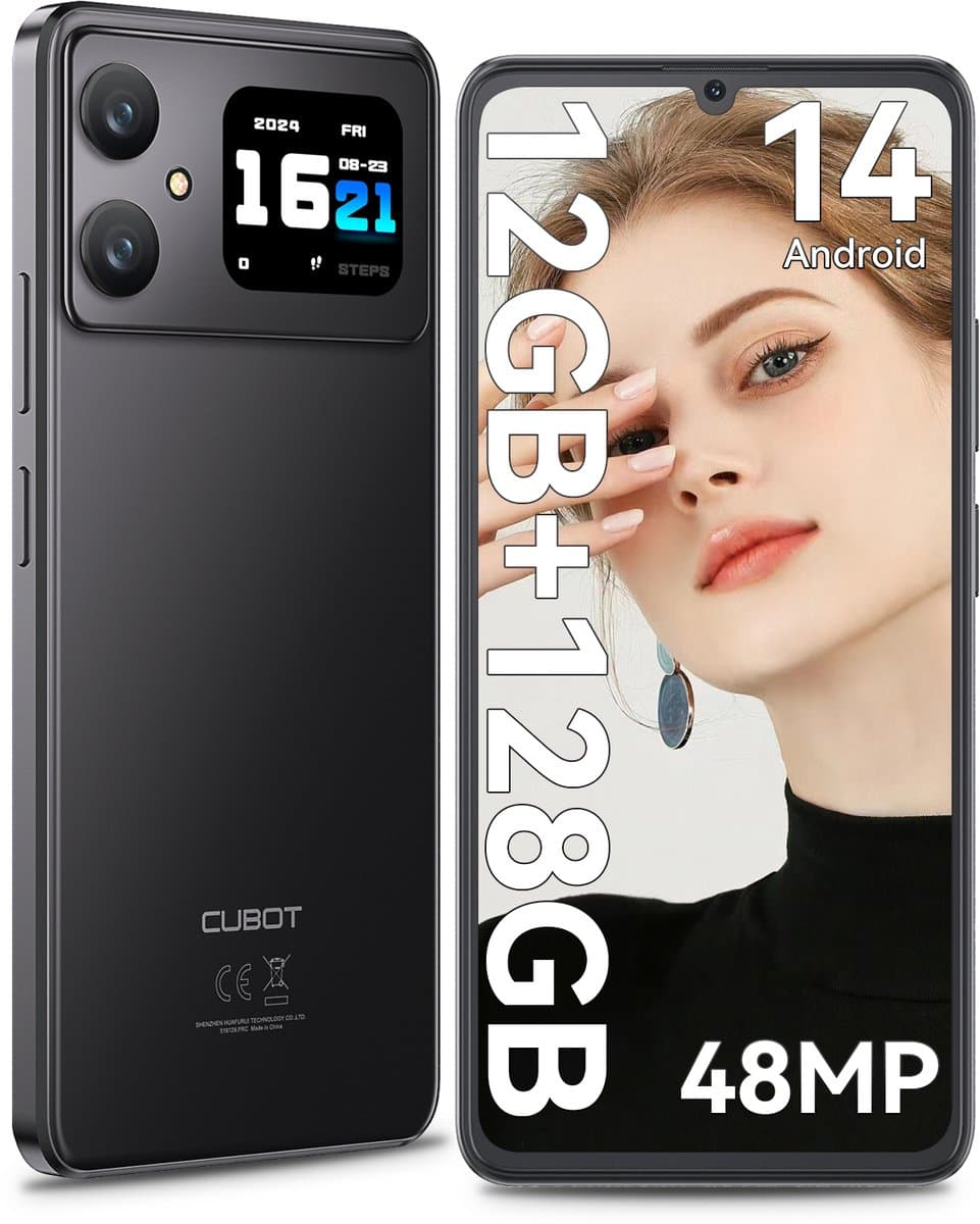 CUBOT A20 - Smartphone - 4G Dual Sim - Android 14 - 128GB - 6,8'' HD+ 90Hz - Octa-Core Goedkope Telefoon - 5100mAh - 1,83'' achterscherm - GPS - OTG - Zwart — afbeelding 1
