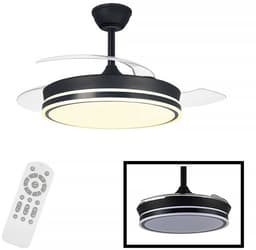 CristalRecord - Plafondventilator Supereco - doorsnede 106 cm – uitklapbare bladen – remote control – dimbaar en kleurenwissel - zwart — thumbnail 1