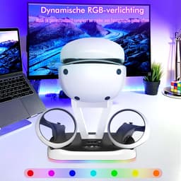 PlayCool Oplaadstation - Voor PS VR2 Headset & Controllers - Snellader - Met LED indicatoren - Oplader voor controllers - Accessoires - Oplaadstation - Wit — thumbnail 2