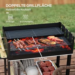 Premie Houtskool barbecue - 2 grillvlakken- Grilloppervlak 113 x 53,5 x 82,5 cm - BBQ voor buiten, tuin - Zwart — thumbnail 5