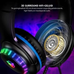 StayPowered Gaming Headset - Ultiem Geluid & Comfort - Noise Cancelling Microfoon - Surround Sound - Multi-platform Compatibel - Plug & Play - Ergonomisch Design - LED Verlichting - Zwart/Blauw - RGB-verlichting - Levering Sneller dan Aangegeven! — thumbnail 5