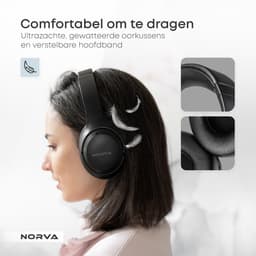 Norva P70 - Draadloze Noise Cancelling Koptelefoon - Bluetooth 5.3 Headphones - Over-ear Hoofdtelefoon - Met Microfoon en Opbergcase - 60u Batterij - Zwart — thumbnail 3