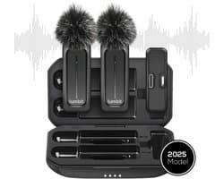 Lumbit® Pulse Go - Draadloze Microfoon - Lavalier Microfoon - Dasspeld Microfoon met Oplaadcase - Microphone - Podcast - USB-C/Lightning - 32kHz - 20M Bereik - Plug & play - 2 Stuks - Voor Apple & Android - Incl. Windkapjes