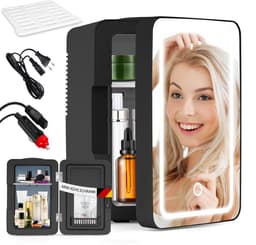 NETTLIFE Skincare Fridge - Mini Koelkast - Make-up Koelkast met Spiegel - Skincare Koelkast met LED Verlichting - Zwart - Stil - Beauty Fridge - voor Auto | kamer - 6 Liter — thumbnail 5