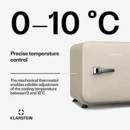 Klarstein Audrey Evo 45L minikoelkast - Retro design, stil (40 dB), verstelbare pootjes, omkeerbare deur, compressorkoeling, mechanische thermostaat, kleine koelkast voor slaapkamers en kantoren, crème — thumbnail 3