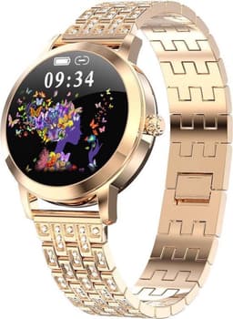 Darenci LustreFit - Luxe Smartwatch - Activity Tracker voor Dames en Heren - Stappenteller - Bloeddrukmeter - Zuurstofmeter - Luxe Stalen Band met Steentjes - Touchscreen - Spatwaterdicht - Roségoud — thumbnail 3