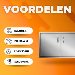 BBQ Dubbele Deur Luxe - RVS - Met Voering - 88 x 48 cm — thumbnail 2
