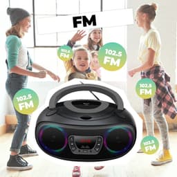 Denver Draagbare Radio CD Speler Kinderen - Bluetooth - Lichteffecten - Boombox - AUX - FM - TCL212BT - Grijs — thumbnail 3