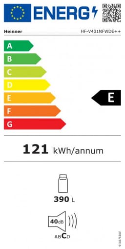 Heinner HF-V401NFWDE++ Koelkast met Waterdispenser – 389 L – No Frost – Elektronische Bediening – Superkoelfunctie – LED-verlichting – Wit – 5 Jaar Garantie — thumbnail 2