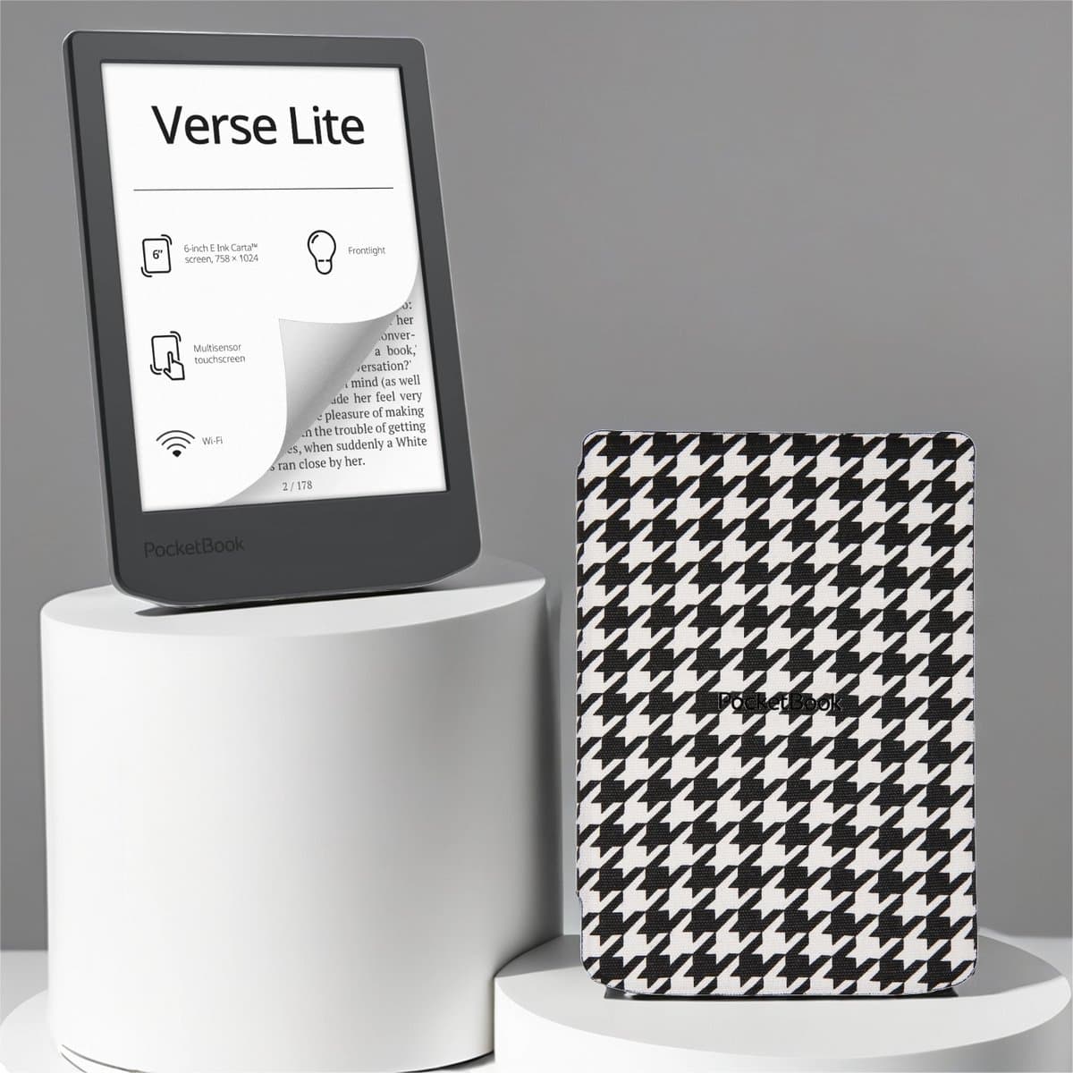 PocketBook Verse Lite e-reader – 6 inch – 8 GB + Zwart/wit geruit hoesje – voordeelbundel — afbeelding 1