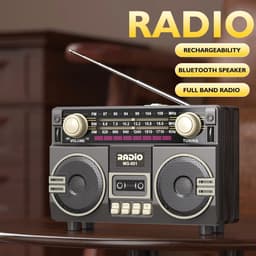 Vintage Radio - Multifunctionele Draagbare Retro Radio - USB-opladen - Met TF-kaartspeler En AUX, AM/FM/SW-banden - Geschikt Voor Ouderen En Familiebijeenkomsten — thumbnail 3