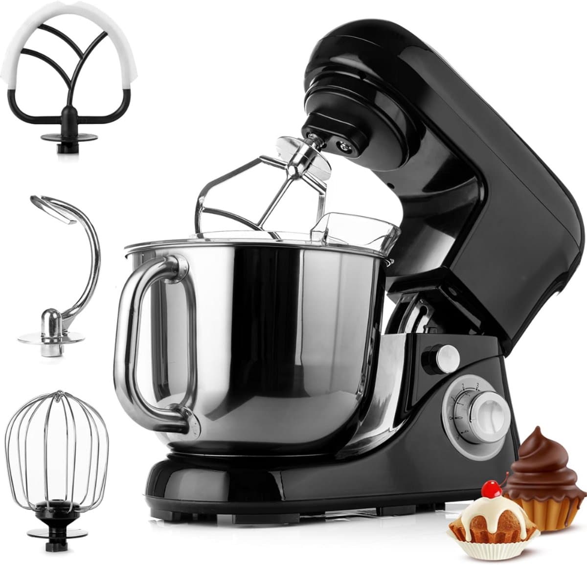 Zavira® Keukenmachine - Keukenrobot - Mixer - 5 Liter - Zwart — afbeelding 1