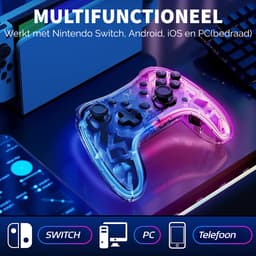 RGB Controller Draadloos - Geschikt voor Nintendo Switch - Controllers - Pro Versie - Turbo en Macro Knoppen - Transparant — thumbnail 2