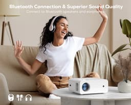 iZEEKER iPL310 Beamer met Draagtas - Native 1080P 4K-ondersteuning - 200 ANSI Lumen 300-inch scherm- 5G Wifi en Bluetooth - Wit — thumbnail 4