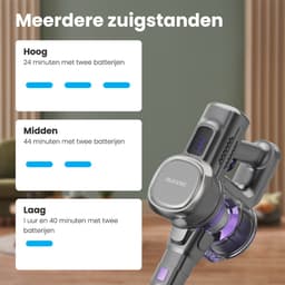 Auronic Steelstofzuiger Draadloos 220W - Draadloze Stofzuiger - HEPA Filter - Zelfstaand - Extra Accu - Op Accu - Zonder Zak - Kruimeldief - Vacuum Cleaner - Grijs/Paars — thumbnail 5