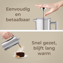 Maevory French Press Koffiemaker - Cafetière - Dubbelwandig - RVS - 1L — thumbnail 2