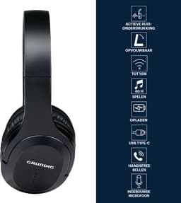 Grundig Bluetooth Koptelefoon - Hoofdtelefoon Draadloos - Over Ear Koptelefoon met 40 Uur Afspeeltijd - Draadloze Koptelefoon met Microfoon - Incl. Audio kabel 3.5mm en USB-C Oplaadkabel — thumbnail 2