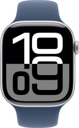 Apple Watch Series 10 - Wifi + 4G - 46mm - Zilveren Aluminium Case met Denim Sportbandje - M/L — thumbnail 1