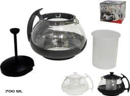 French press koffiemaker/cafetiere glas - Koffie zetter met filter - 700 ml - Camping koffiezetters — thumbnail 2