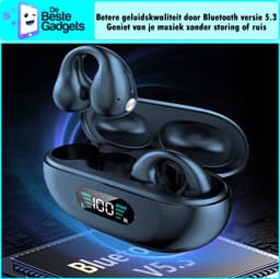 Draadloze oordopjes met oorclip Zwart - Sport Oordopjes - Geschikt voor Apple en Android - Bluetooth 5.3 - Draadloze oortje Bluetooth - Sport Oordopjes - Bluetooth Oordopjes - Draadloze Oordopjes - Oortjes Draadloos - In-Ear Oordopjes — thumbnail 3