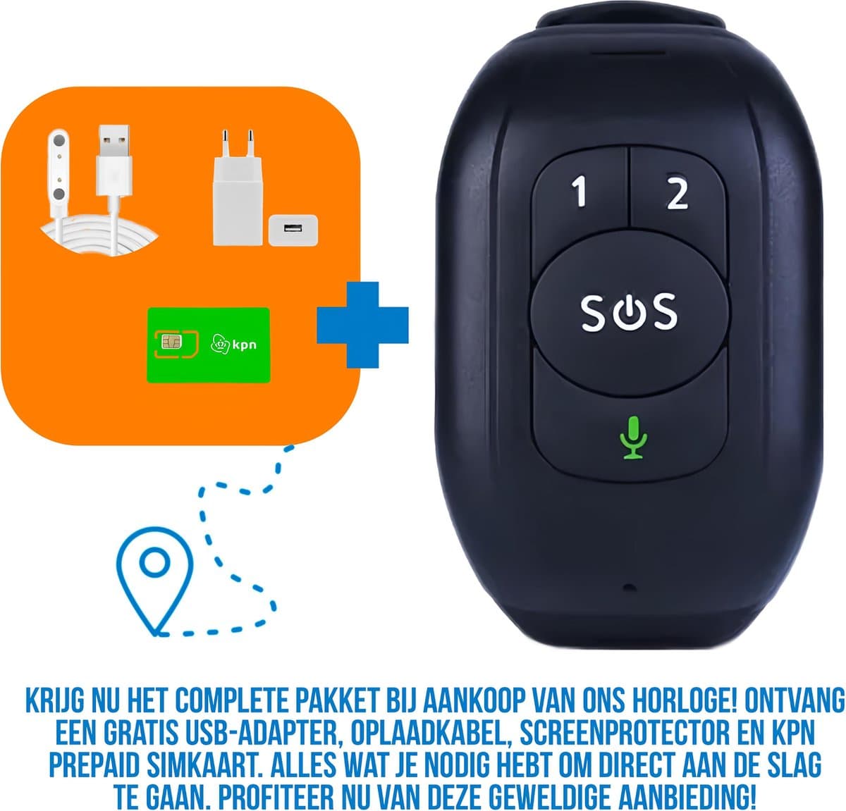 Weewise WS62 SOS-Knop - GPS Horloge Senior - Smartwatch voor Ouderen - Persoonlijke alarmen - alarm horloge ouderen - GPS Horloge Alzheimer - Valdetectie — afbeelding 1