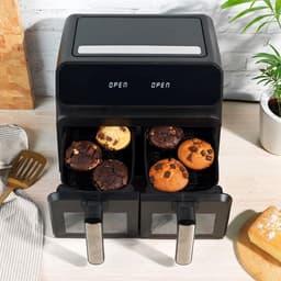 Equivera Dubbele Airfryer - Dubbele Mand - Dual Cook - Heteluchtfriteuse - Verschillende Programma's - Dual Zone - Mega — thumbnail 5