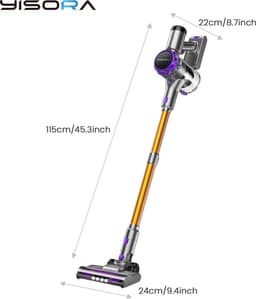 YISORA S3 snoerloze steelstofzuiger, 33KPa krachtige zuigkracht, 80 minuten automatische werking,6 filterniveaus, LED-verlichting — thumbnail 4