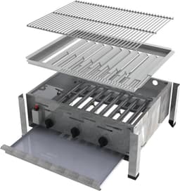3-Pits RVS Gas BBQ 12 kW Basis Chassis - Slagers BBQ - 64,5 x 53 x 26 cm - D.A. Meister Solide — thumbnail 1