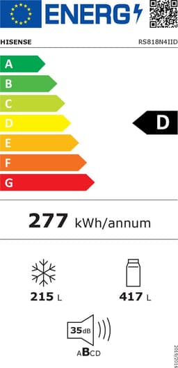 Hisense RS818N4IID Amerikaanse koelkast – 632L – RVS – Water- en ijsdispenser – No Frost – Stil (35dB) – Inverter compressor – Energielabel D – Vaste wateraansluiting — thumbnail 2