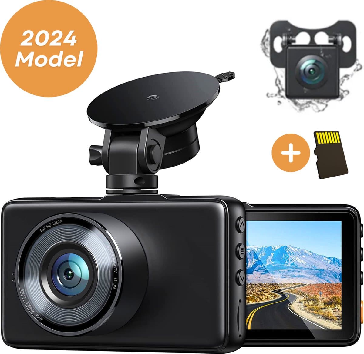 Avalect RoadPro Dashcam voor Auto - 2024 - Auto Camera Voor en Achter - Volledig HD - Nachtvisie - Parkeerstand met ingebouwde G-sensor - Inclusief batterij - Incl 32GB SD-kaart — afbeelding 1
